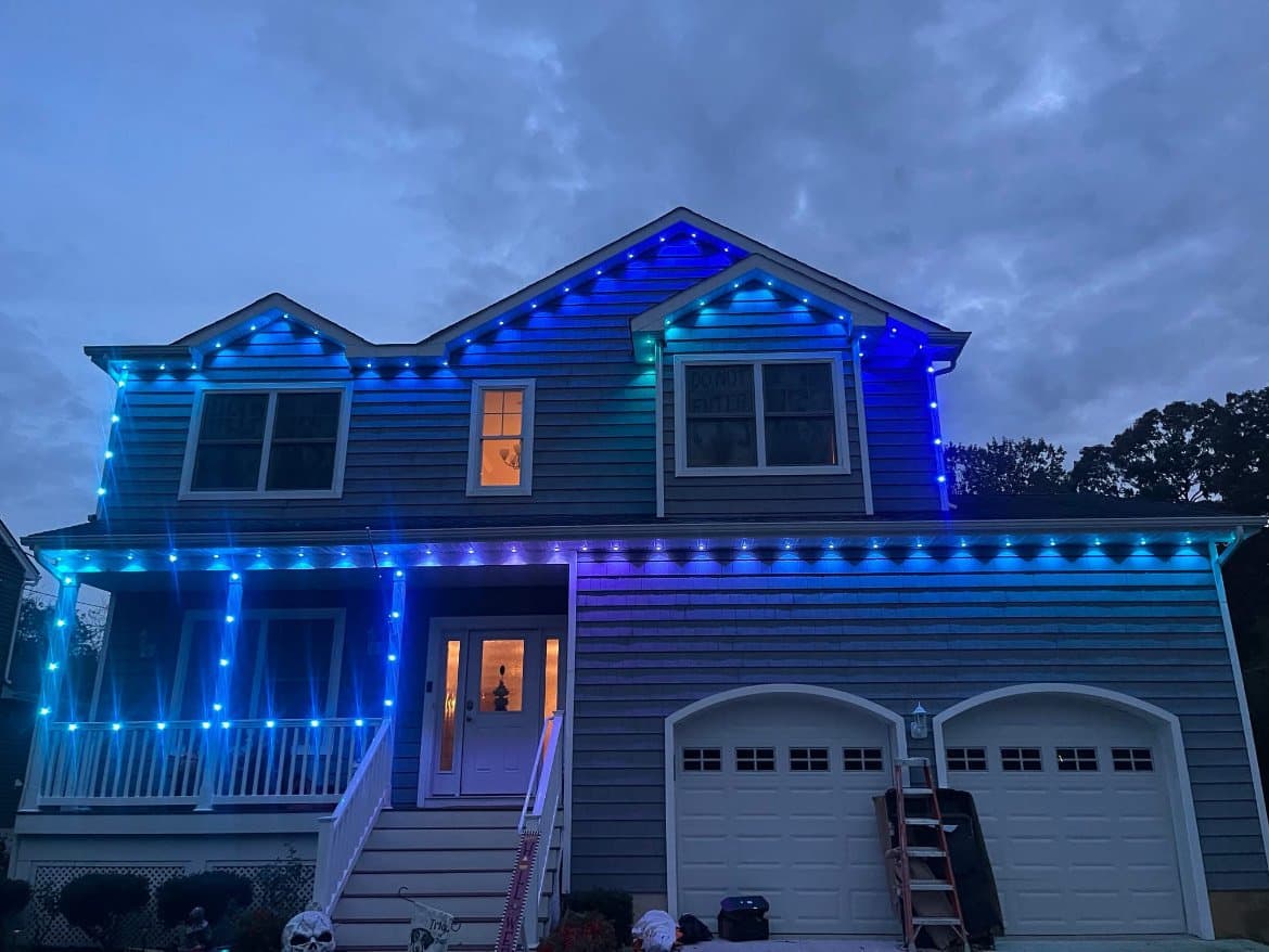 Permanent roofline accent lighting by Jack's PowerWashing near Holland, Michigan